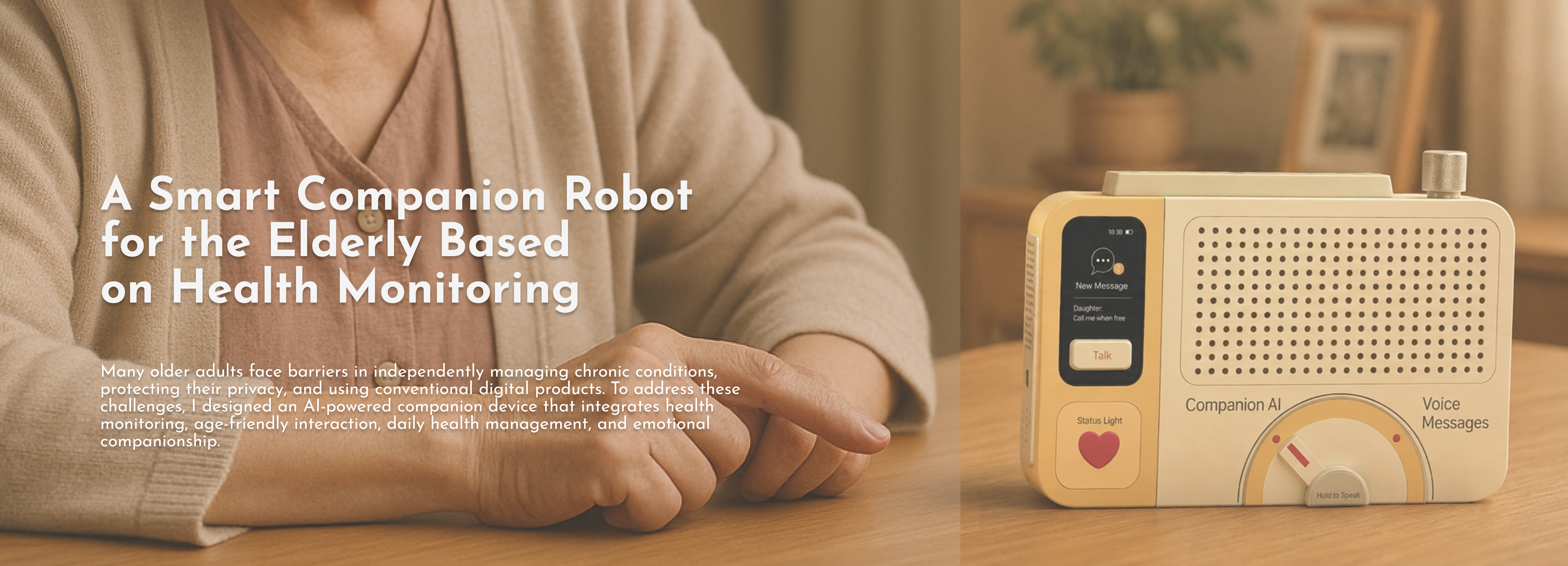 Smart Care AI companion device for older adults
